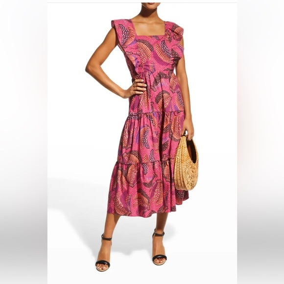 New! Farm rio XL Pink wil bananas midi dress .